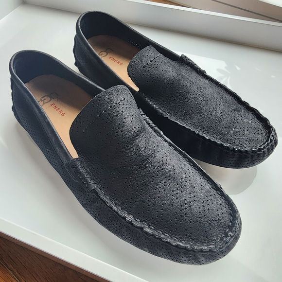 UGG Henrick Stripe Perf Loafer Black Men Sz 9 Energ Nubuck Leather Treadlite - Picture 2 of 16